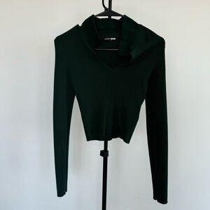 FN | Collared Cropped Sweater | Hunter Green | Size M | NWOT​